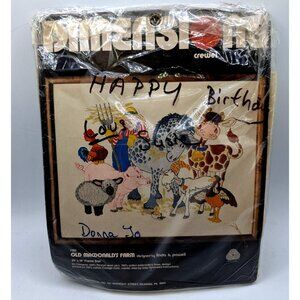 Vintage 1980 Dimensions Crewel Embroidery Kit 1182 Old MacDonalds Farm 20"x16" F